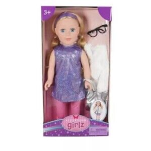 Madame Alexander Girlz 18in Doll NEW MINT blonde hair Purple Outfit Glasses 2024